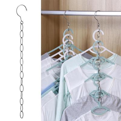 Stainless Steel Clothes Market Shop Display Hanging Chain Hooks With Ring Hanger 14 Hanging Hole Clothes Chain Holder Wardrobe