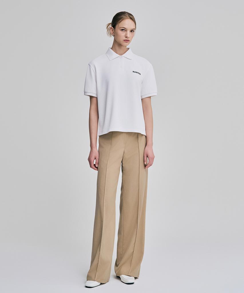 DUVETICA Le Sud (Light Ivory) (Women'S Short-Sleeve Collared T-Shirt)