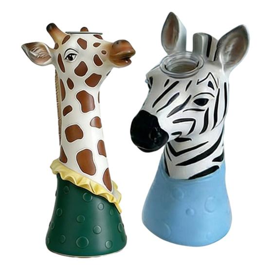 Vaso a Testa di Animale Carino Moderno Faccia di Giraffa Zebra Vaso da Fiori per Ingresso Casa Soggiorno Decorazione da Tavolo