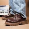 Derby Men's Leather Shoes Fashionable Retro Versatile Styles Wedding Outdoor Leisure Party Classic Office Shoes for Daily Hot