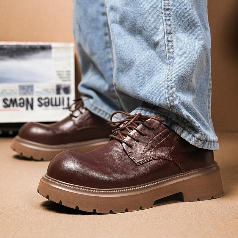 Derby Men's Leather Shoes Fashionable Retro Versatile Styles Wedding Outdoor Leisure Party Classic Office Shoes for Daily Hot
