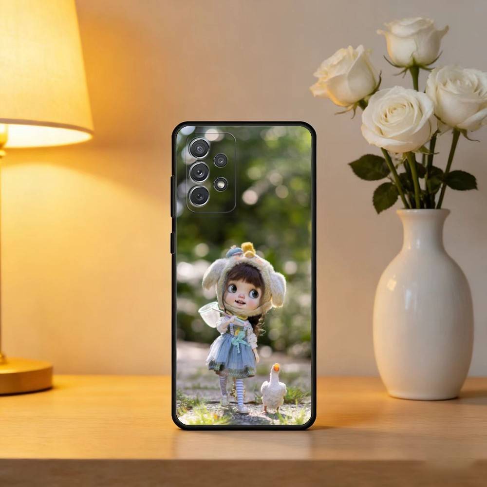 Fashion Doll Blythe Phone Case For Samsung Galaxy A73,A72,A71,A70,A53,A52,A51,Soft Silicone Black Cover