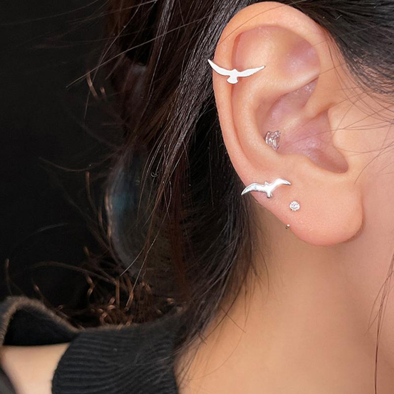 Orecchini a Bottone Gabbiano Personalità per Donne Coppia Creativi Argento Orecchini Gioielli Regali