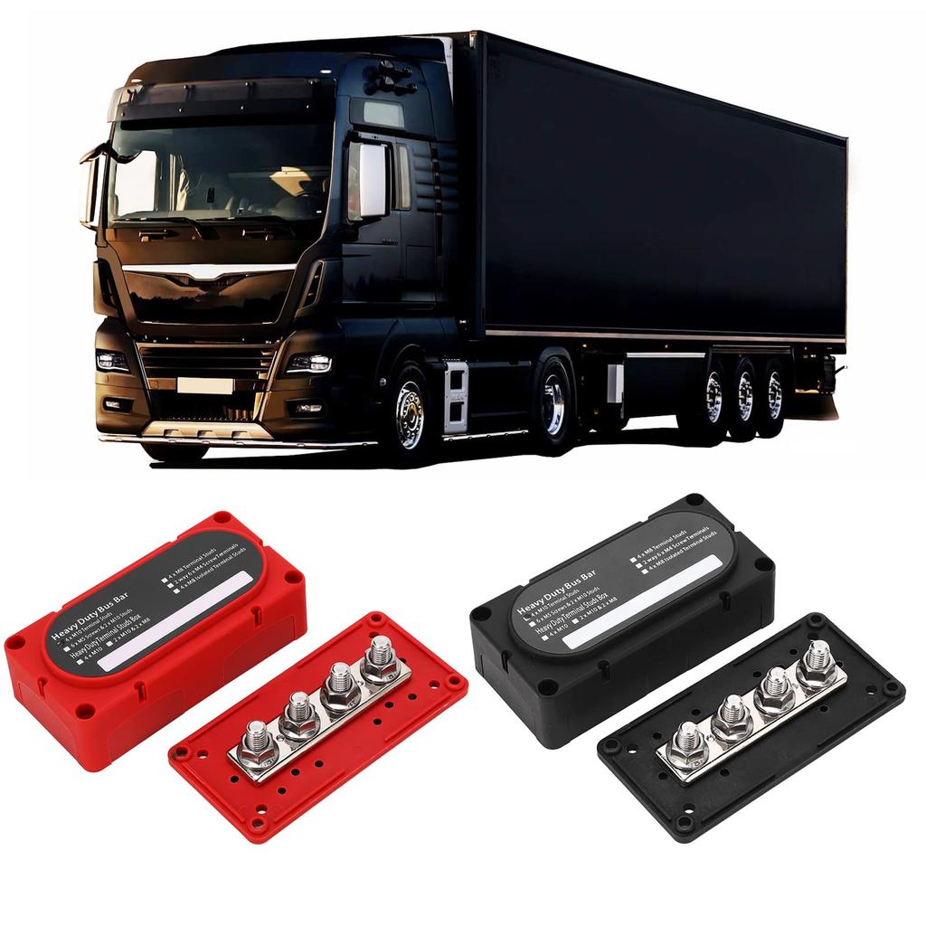 Busbar 2pcs Power Distribution Block 4 Stud 300A Busbar Universal 12‑48V for Car RV Yacht Boat