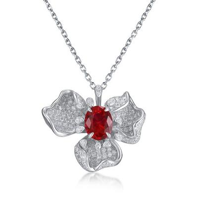 S925 argent haute teneur en carbone diamant pendentif femmes fleur pendentif mode