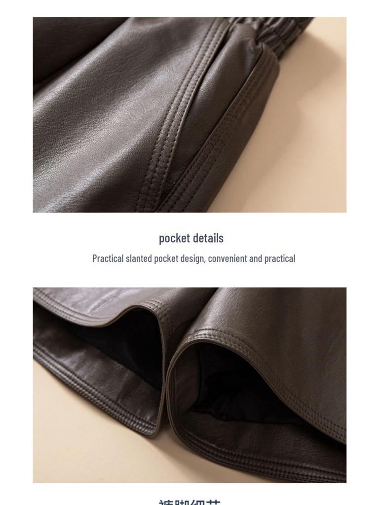 2023 Trendy Women's High Waist PU Leather Shorts - A-line, Loose Fit for Autumn/Winter, Perfect with Boots