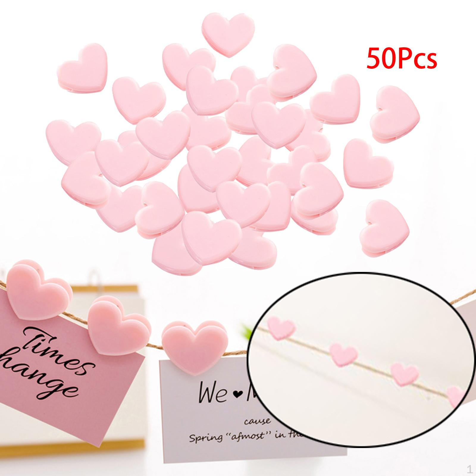50 Pieces Bag Clip Cute Clamp Portable Heart Shaped Paper File Ticket Binder Compact Clips