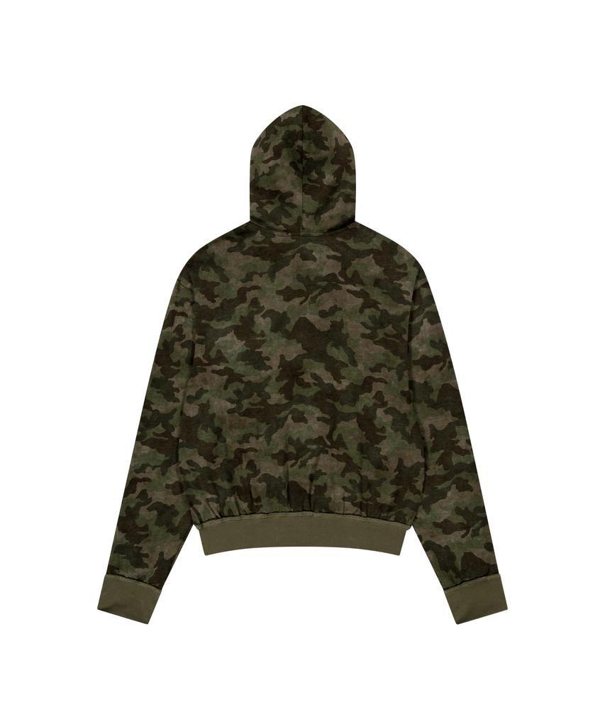 Aakam Basic Logo Camouflage Zip-Up Hoodie (Khaki)