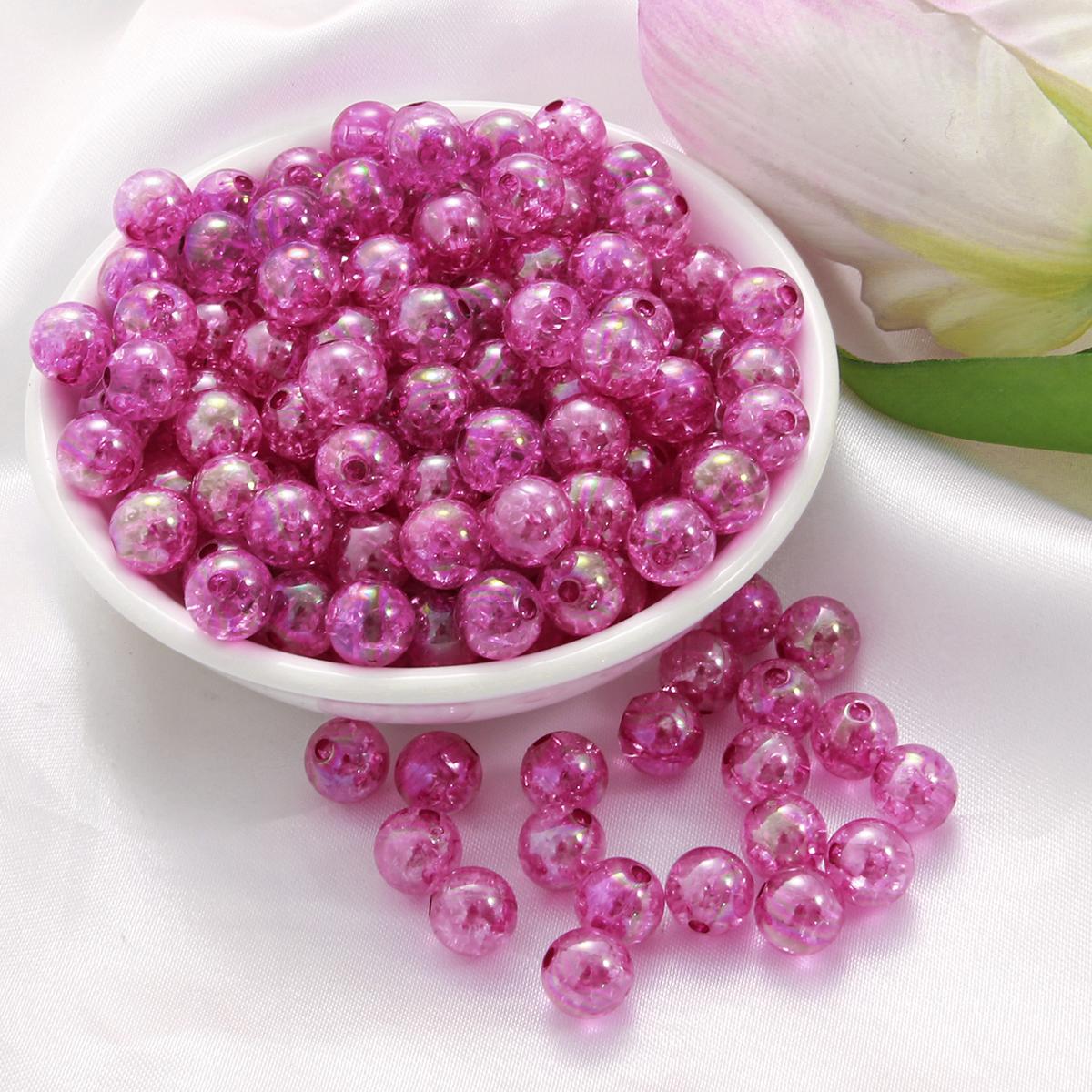 

50 шт. акрилових різнокольорових бульбашок для ювелірних аксесуарів для намиста своїми руками 10mm 2.5mm фуксія