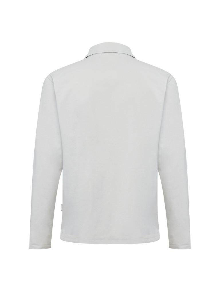 EIDER Ecru Men'S Latent Crinkle Long Sleeve Polo Shirt_Grayish Beige