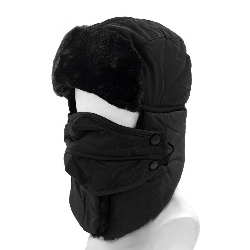 Winter windproof and cold-proof solid color hat thickened and velvet thermal ear protection hat outdoor headgear cycling thermal hat