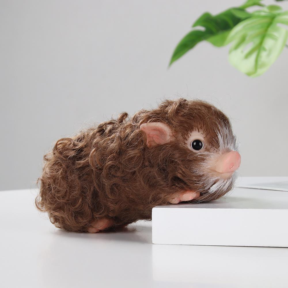 Nuevo Muñeco Animal Cerdo Salvaje Mascota Juguete Marrón Cerdo Rizado Animal Relajante Juguete