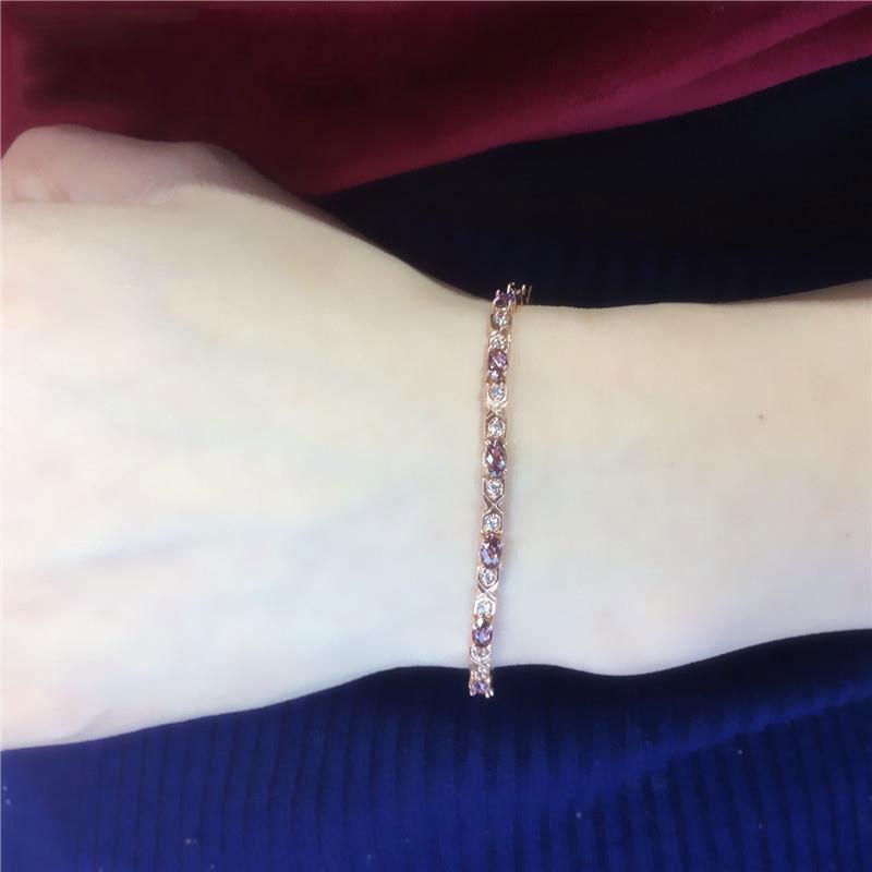Purple Gold Color Gold Inlaid Zircon Bracelet Fashion Foreign Trend Rose Gold Plated Jewelry