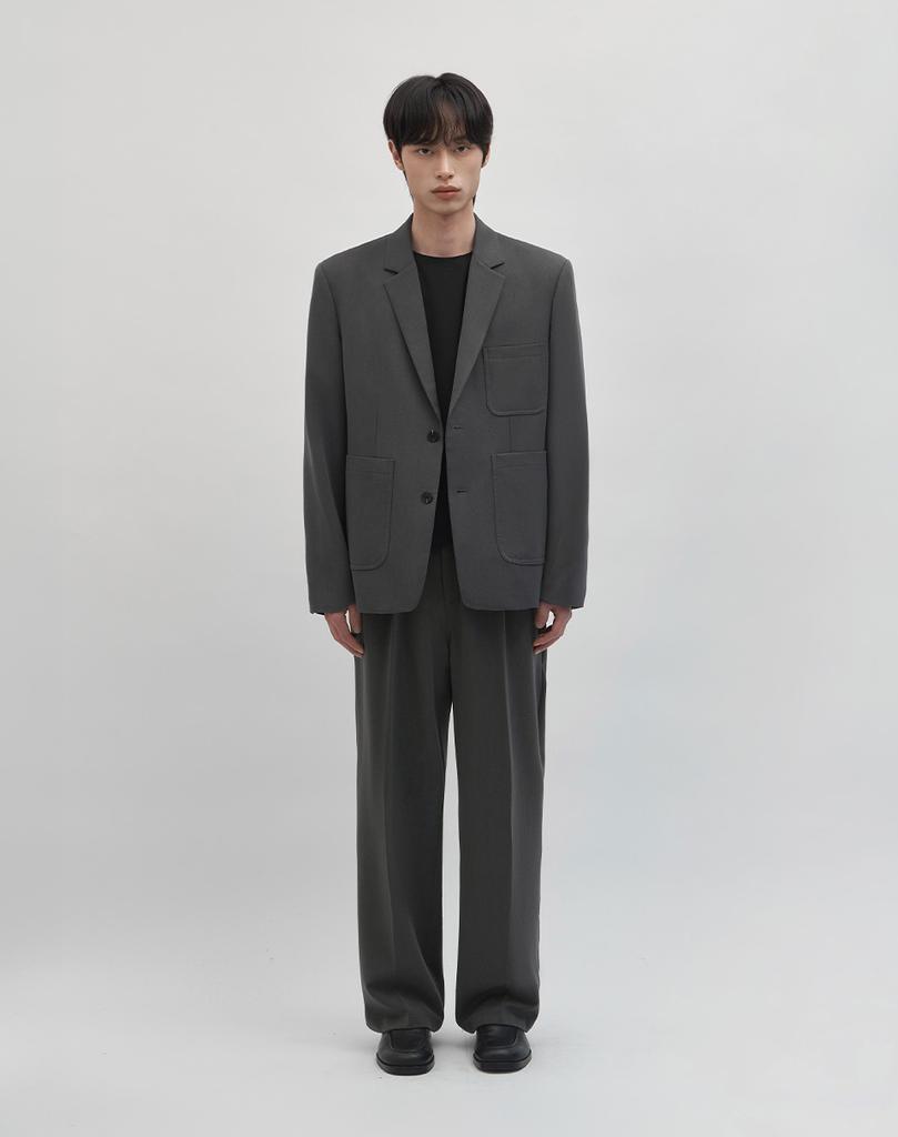 Work On Body Off Ordo Semi-Overfit Two-Button Blazer [Grey]