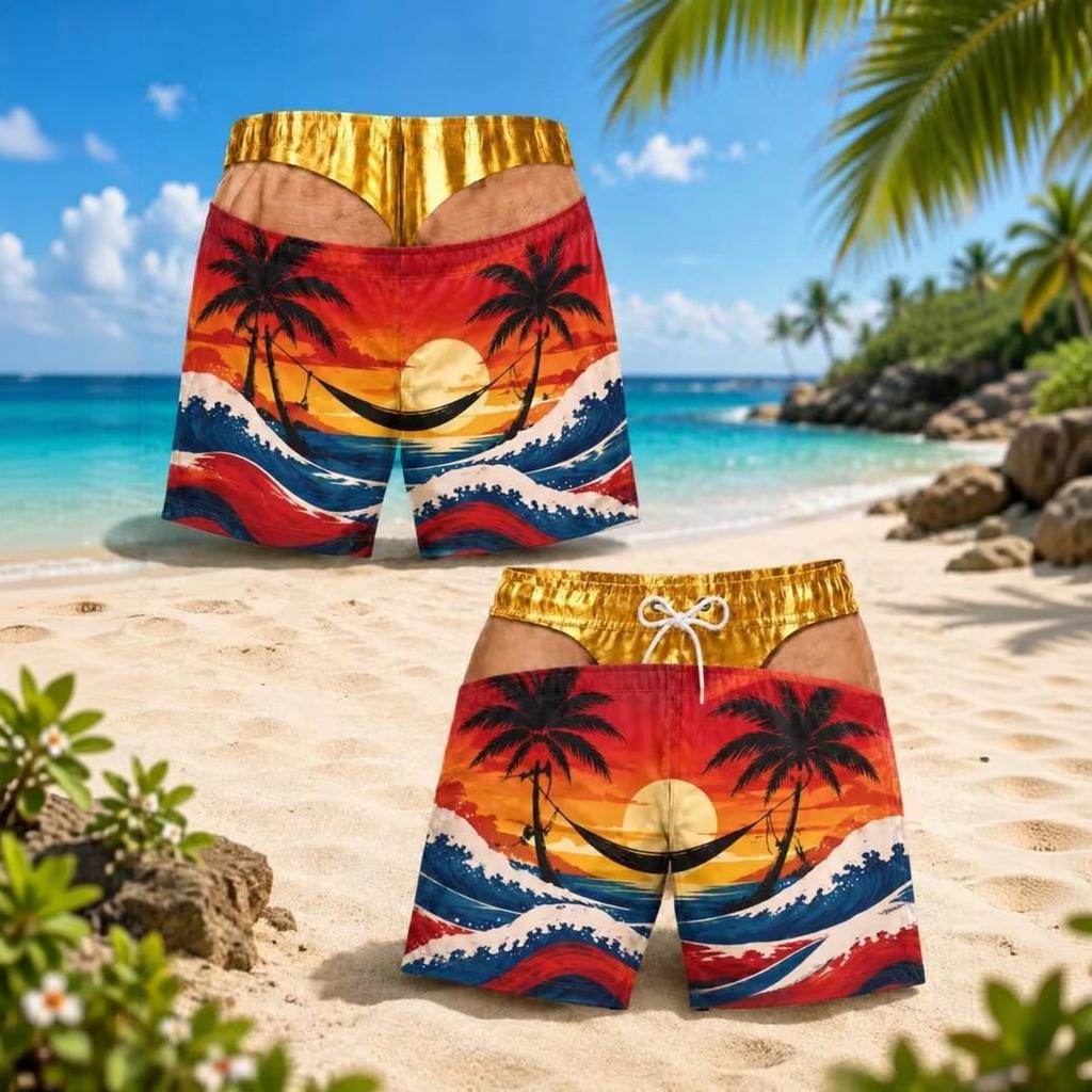 Herren Strandshorts Hawaiianische Badeshorts für den Sommer