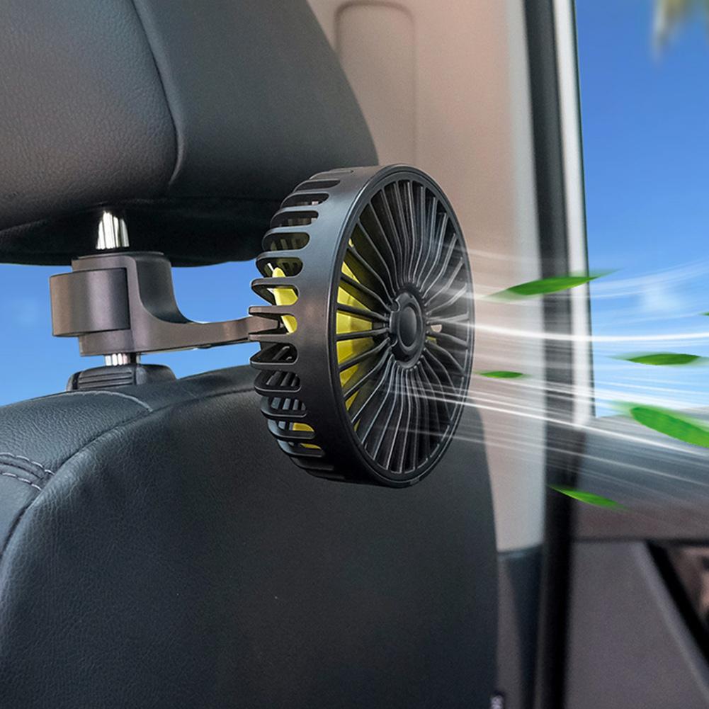 USB Car Cooling Fan 3 Speeds Car Seat Headrest Fan 360 Rotatable Cooling Backseat Fan Summer Accessories for Sedan SUS RV Truck