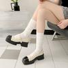 Gray Catwalk Calf Socks Women'S Thin Cotton Socks Vertical Striped Stockings Fashion Stacking Socks Tide