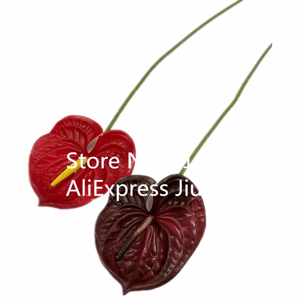 8pcs Artificial Anthurium Flower Branch Single Head Anthurium Andreanum Dakota Stem for Wedding Party Table Floral Decoration