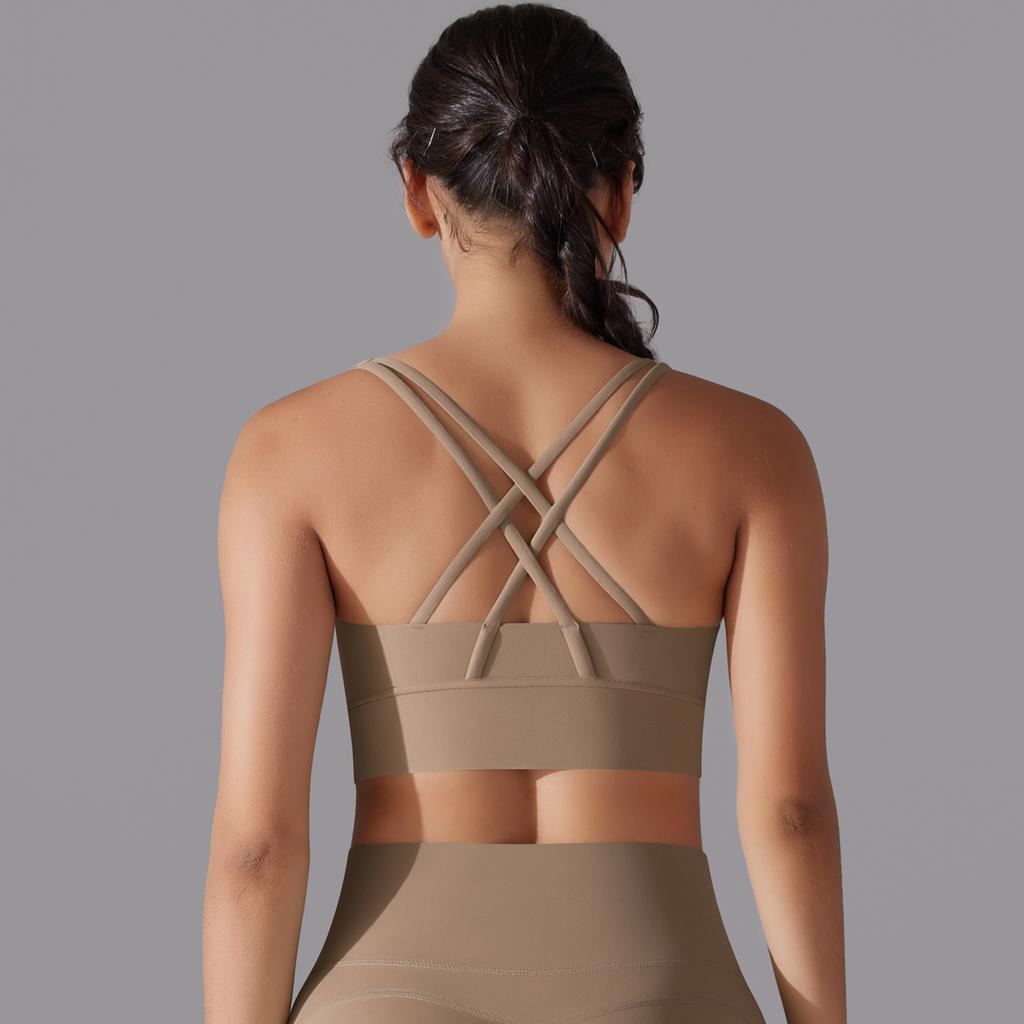 Nessaj Pustende Løpesportsvest Kvinner Push Up Yoga BH Back Cross Gym Fitness Undertøy