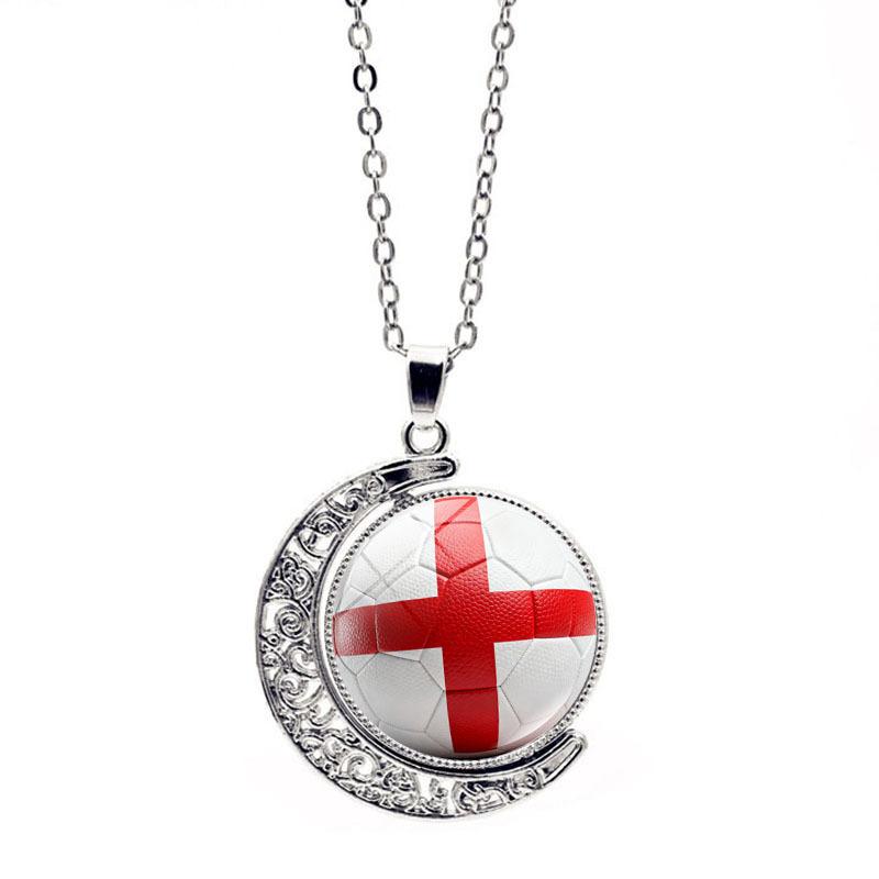 FIFA World Cup Flag Football Necklace Women's Versatile Creative Rotating Moon Pendant Sweater Chain