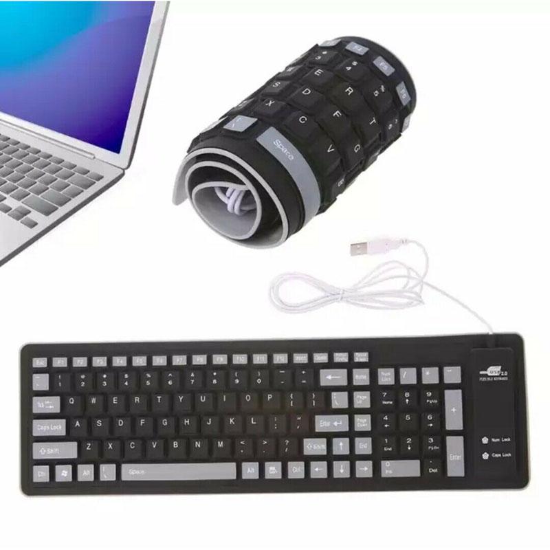 103 Keys Portable USB Keyboard Flexible Waterproof Soft Color Silicone Gaming Keyboard Tablet Foldable Laptop Computer Keyboard