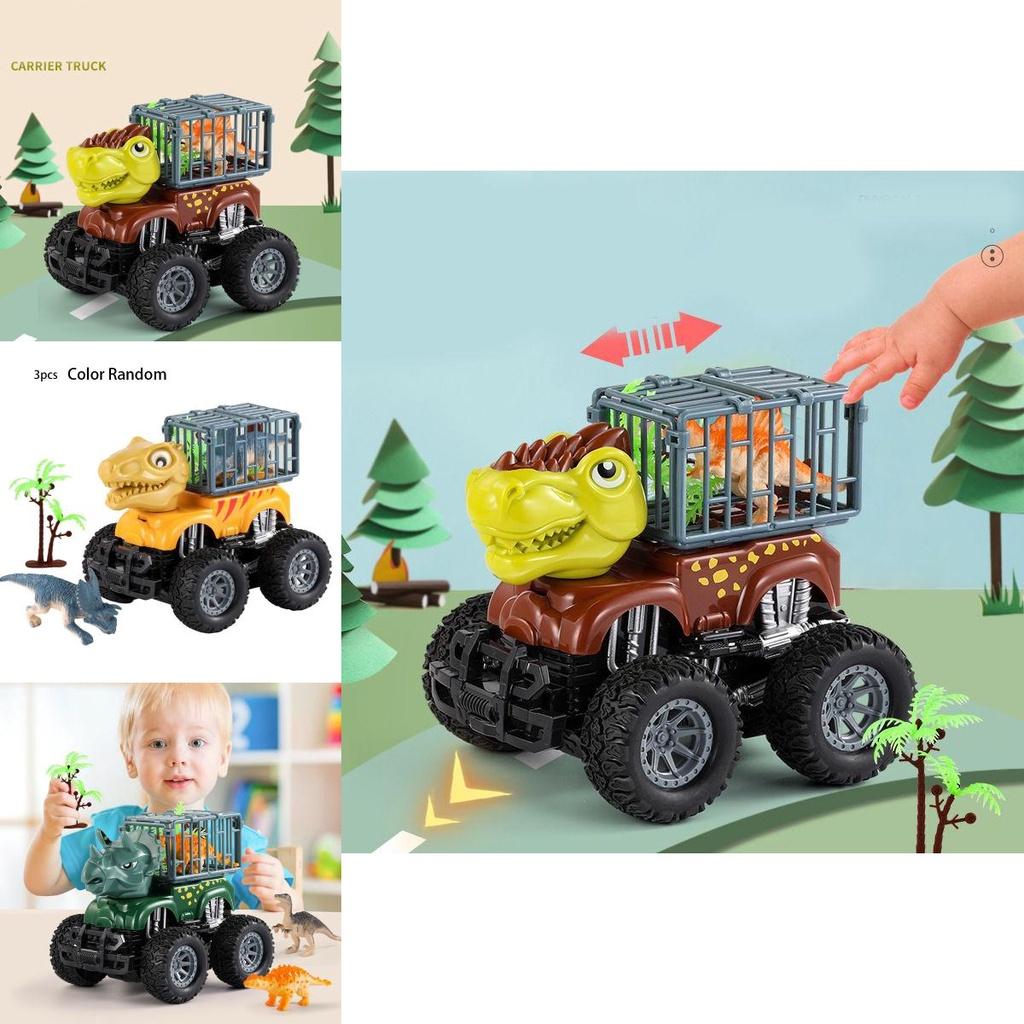 Sensory Engaging Dinosaur Truck Toy Set With Triceratops And Tyrannosaurus Figure