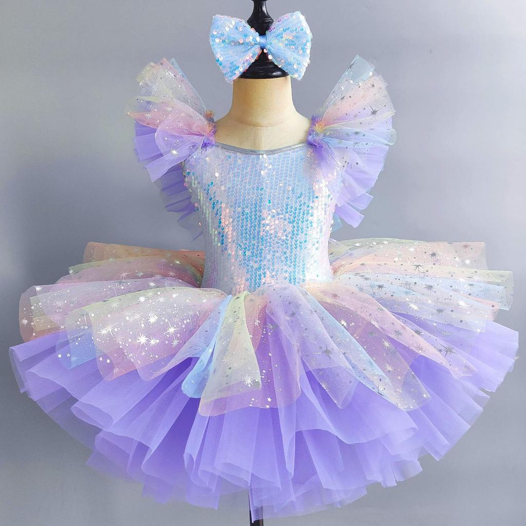 Kids Ballet Dress Seven Colors Girls Children Sequined Princess Dress Ballet Tutu Ballerina Party Dance Costume Ballet Dress