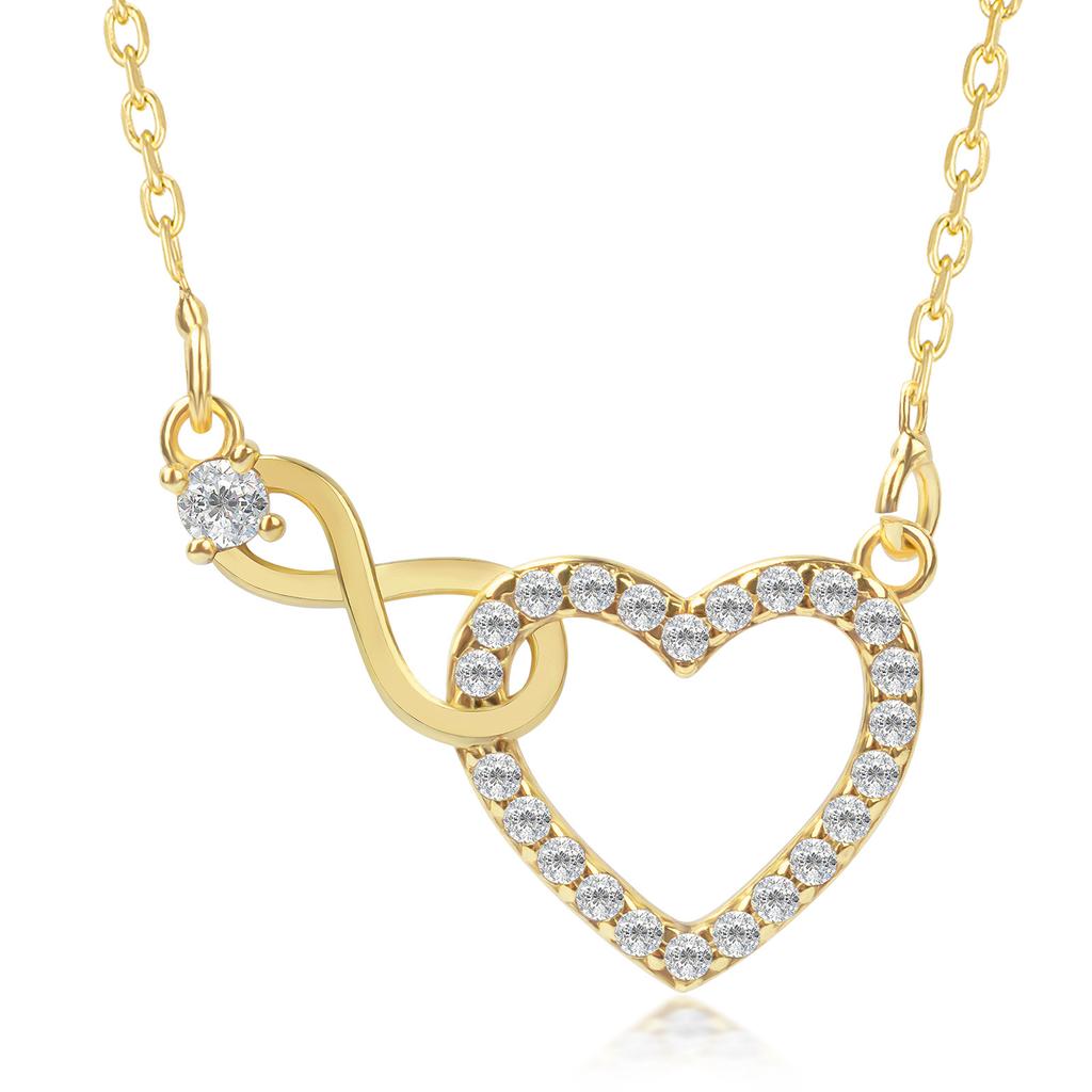 Asian Double Heart Love Necklace Women's Micro Inlaid Simple Love-shaped Clavicle Neck Chain