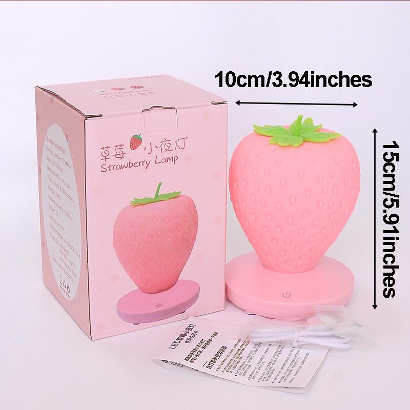 D5 LED Strawberry Novelty Night Lamp USB Bedside Lamp Silicon Touch-Sensor Night Light for Kid Children Bedroom Room Decoration