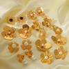 French Style 18K Gold Stainless Steel Flower Studs, Fashionable Retro Elegant Pearl Earrings for Women