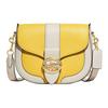 Georgie 21 Color Block Flap  Logo Buckle Pebble Leather And Smooth Leather Bag Women Shoulder Bag Yellow White C8296-IMTV3