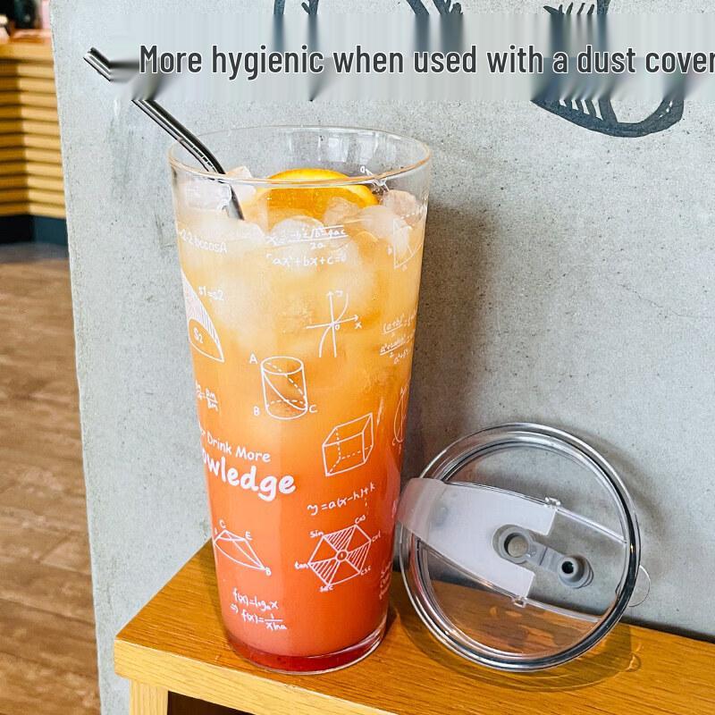 1000ml Heat-Resistant Glass Tumbler with Straw