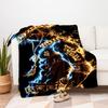 "Neon Anime Adventure: Luffy's Fire Emblem T-Shirt"Blanket Flannel Throw Blanket for Sofa, Bed, Travel, Camping, Office, Couch, Chair, And B