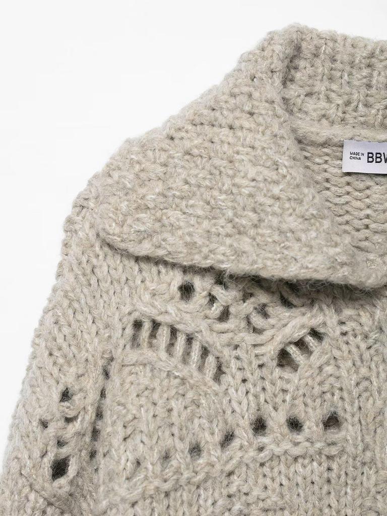 European Style Women's Thick Knit Hollow Cardigan - Autumn 2025 Collection