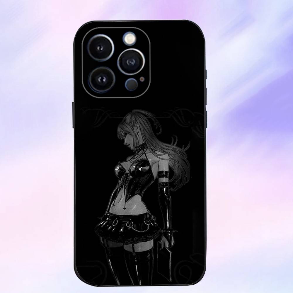 M-Misa Anime D-Death N-Note Phone Case For iPhone 16,15,14,13,12,11 Plus,Pro Max,XS,X,XR,SE,Mini,8,7,Soft Silicone Black Cover