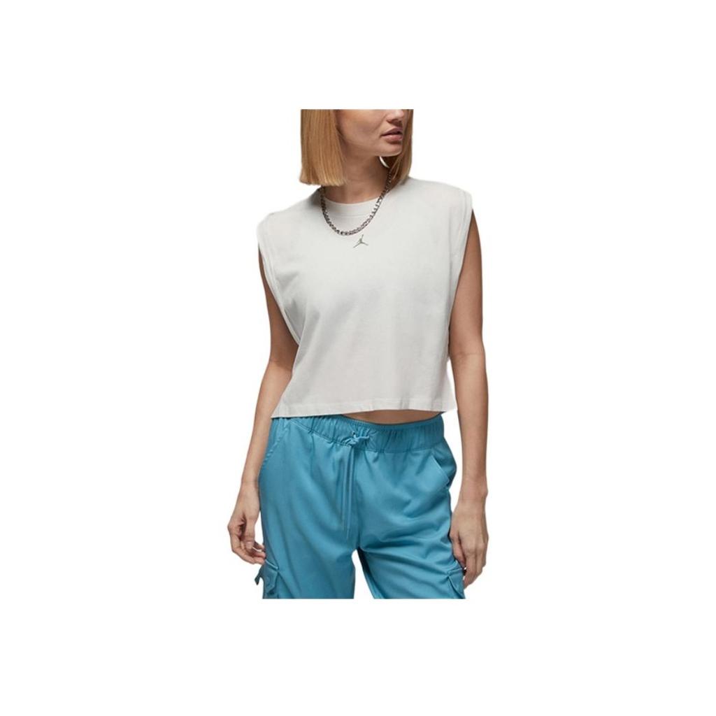 Jordan Sport Essentials Solid Color Crew Neck Pullover Tank Top Women Tops Phantom-Gray White DQ4395-030