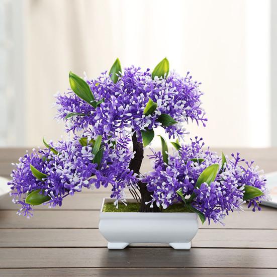 Plante Artificielle Attrayante Anti-décoloration Plastique Bureau Faux Ornements de Plantes en Pot pour la Maison