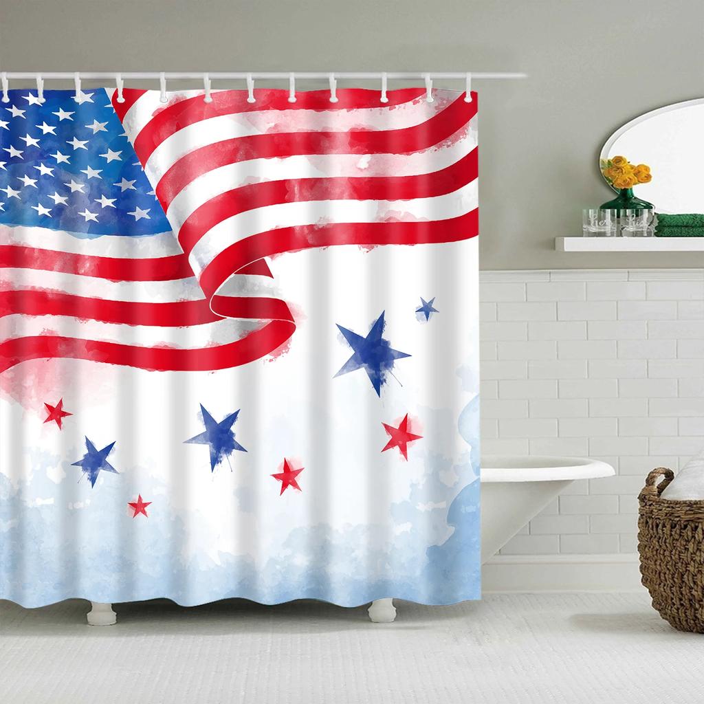 Vintage Style American Flag British Flag Shower Curtains Bathroom Curtain Frabic Waterproof Polyester Bath Curtains with Hooks