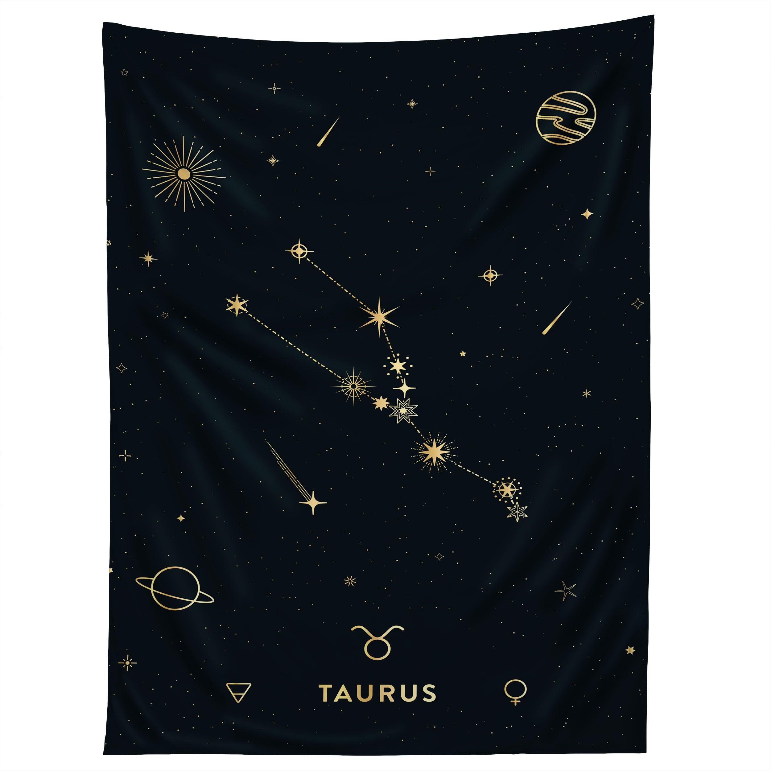 TAURUS CONSTELLATION IN GOLD tapestry 75x100
