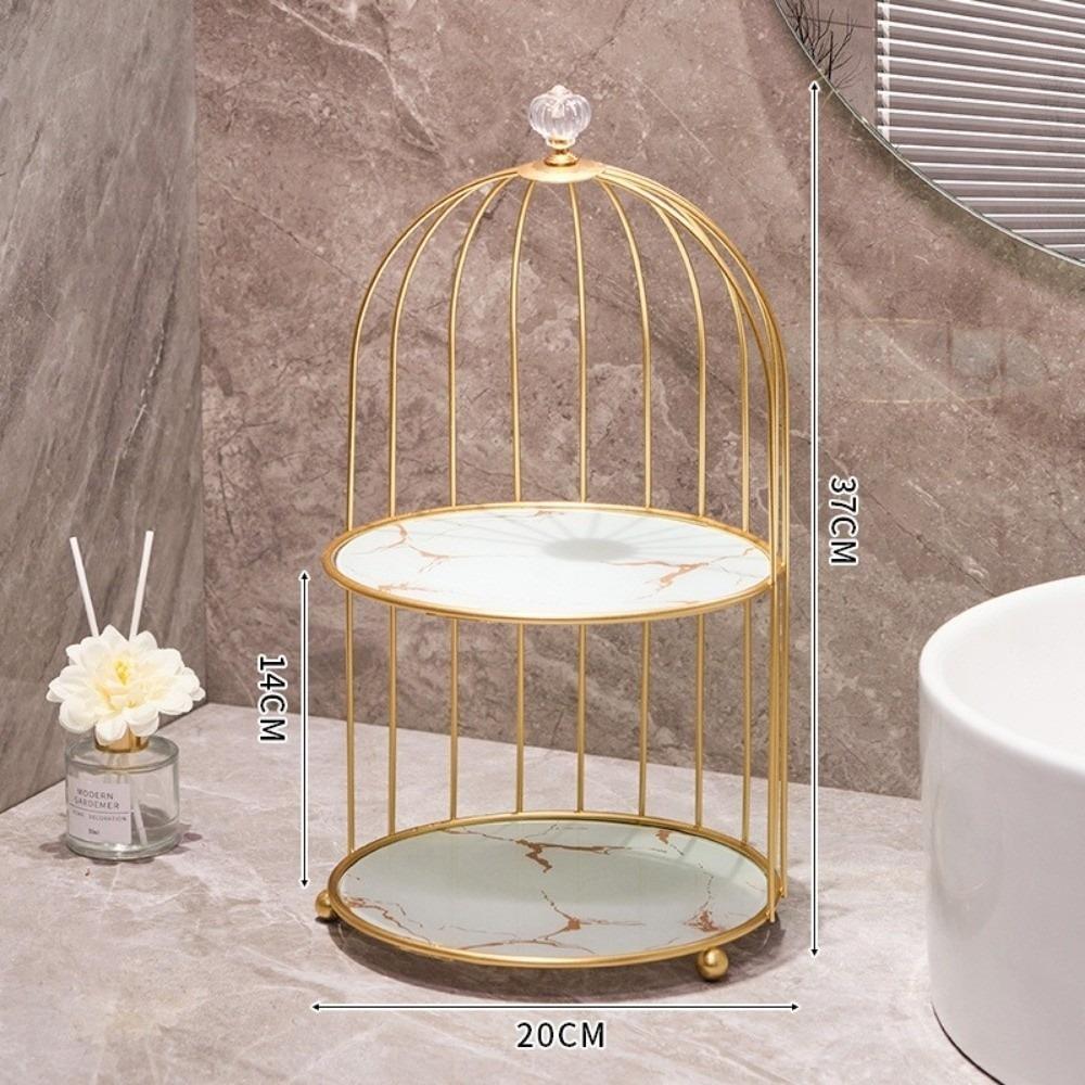 Double-layer Makeup Storage Shelf Large-capacity Bird Cage Holder Cosmetic Shelf  Storage Rack
