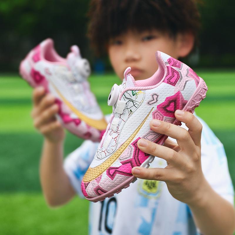Children's Rotary Buckle Shattered Nail Training Football Shoes, Girls and Boys Elementary School Sports Competition Training Shoes Men