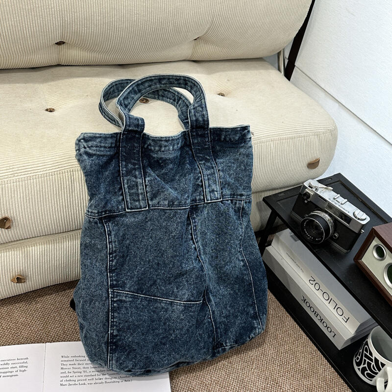 Denim Tote Bag Women's Large Capacity Commuter Handbag