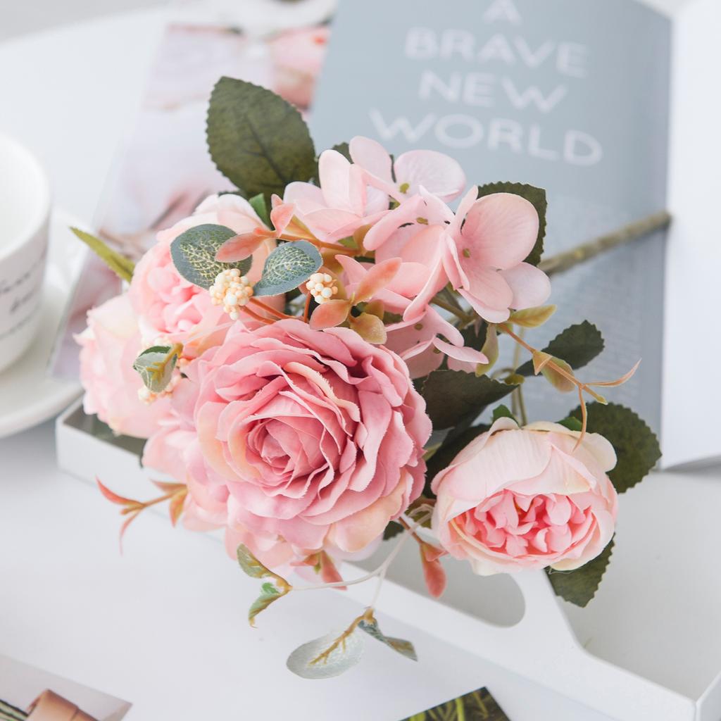 Artificial Flowers Silk Hydrangea Rose Peony Living Room Home vase table Garden Wedding bridal bouquet Diy Holiday Party Decor