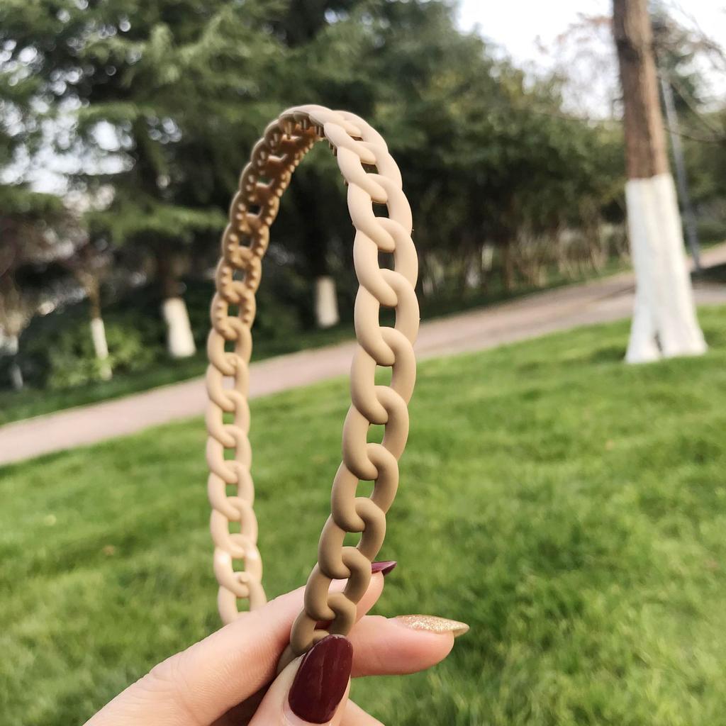 Vintage Headbands for Hair Woman Hair Band Simple Candy Color Chain Bezel for Hair Hair Hoop Headband Bezel Hair Accessories