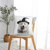 Samoyed Dog Wearing Halloween Witch Hat Square Pillowcase Pillow Cover Cushion Throw Pillow for Home Sofa Living Room