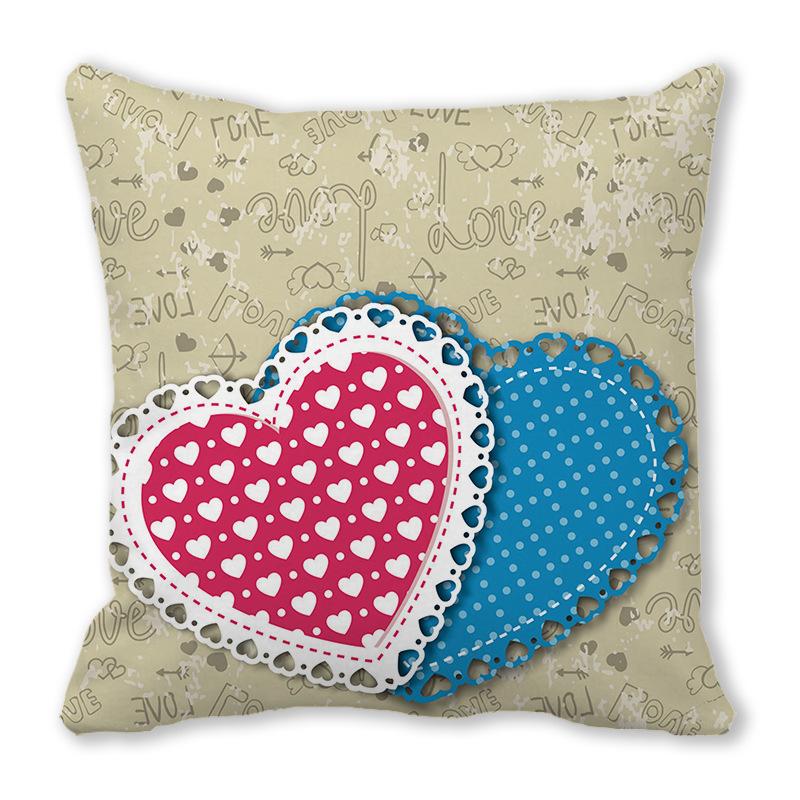 Creative Valentine's Day Happy Series Digital printing short plush pillow covers for car sofa office cushion cover home goods