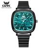 OPK Brand Luminous Waterproof Retro Square Steel Band Men's Quartz Watch 8143