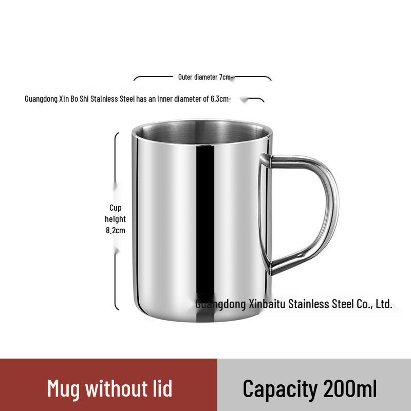 

304 Stainless Steel Double-Layer Insulated Mug - Multi-Purpose Thermos for Coffee, Tea, and Milk 200ml
