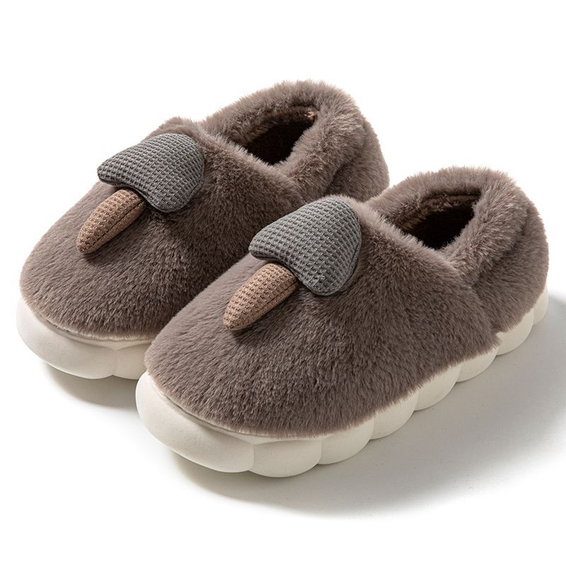 Stepping on shit cotton slippers can be worn outside in men's and women's seasons, indoor home non-slip thick-bottomed warm plush slippers