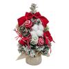 Snowy Mini Christmas Tree Small Tabletop Artificial Flocked Tree with Balls Bow And Cloth Bag Base for Home Office Desk Decor